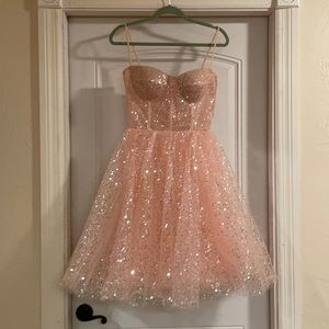 Teuta Matoshi pink sequin party dress